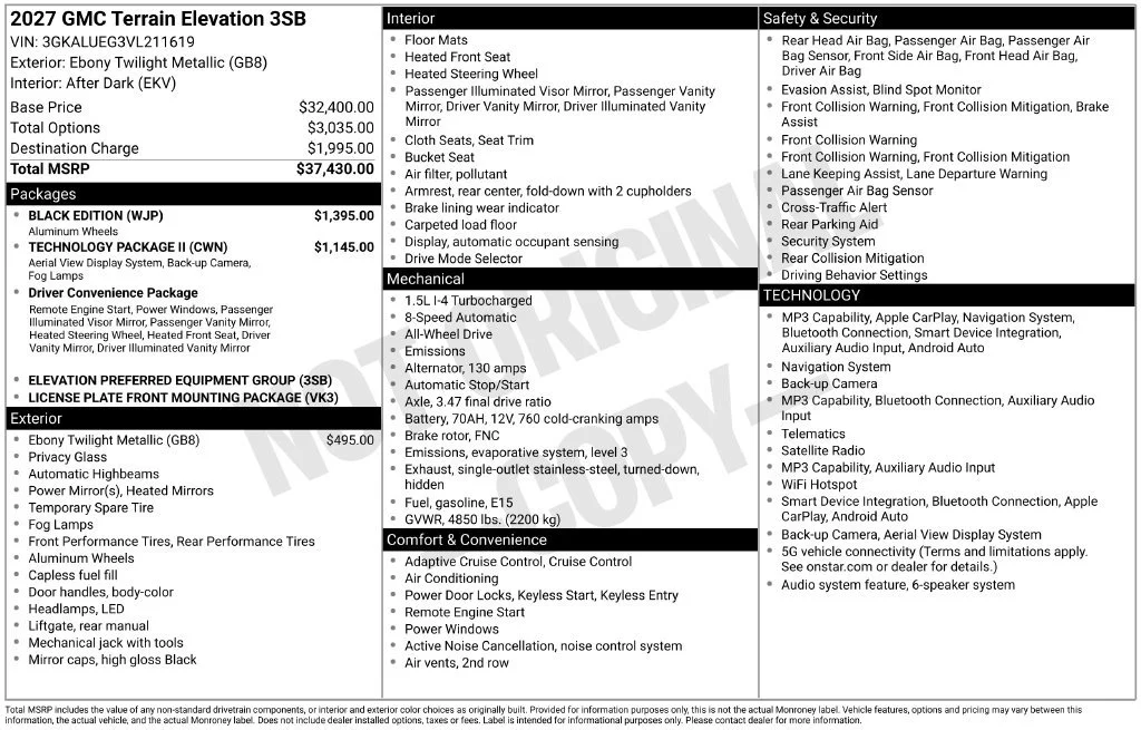 New 2027 Ebony Twilight Metallic GMC Elevation image 2