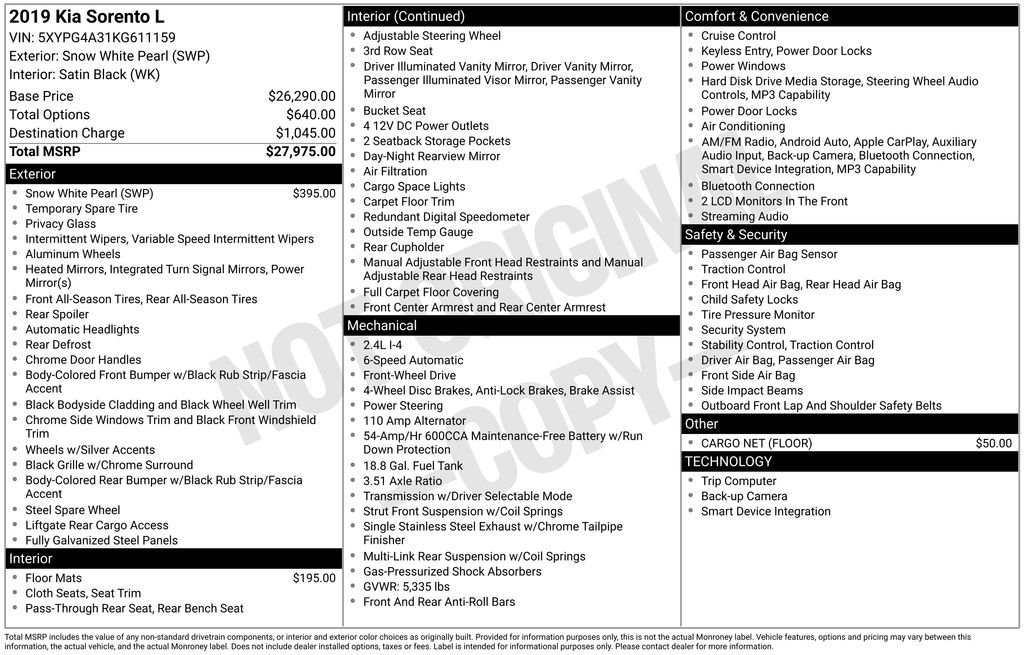 Used 2019 White Kia L image 4