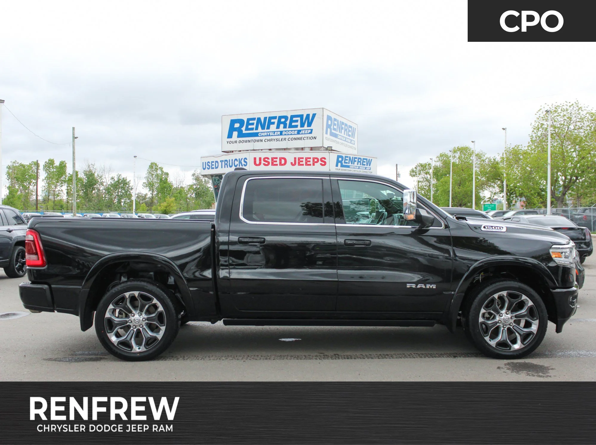 Certified Used 2023 Black RAM Limited Longhorn * HEMI V8 | Trailer Tow | Running Boards | Apple CarPlay | RamBox | Head-Up Display image 1