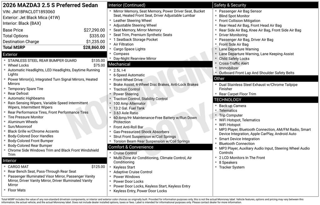 New 2026 Jet Black Mica Mazda 2.5 S Preferred image 3