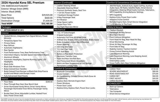 New 2026 Green Hyundai SEL Premium image 5