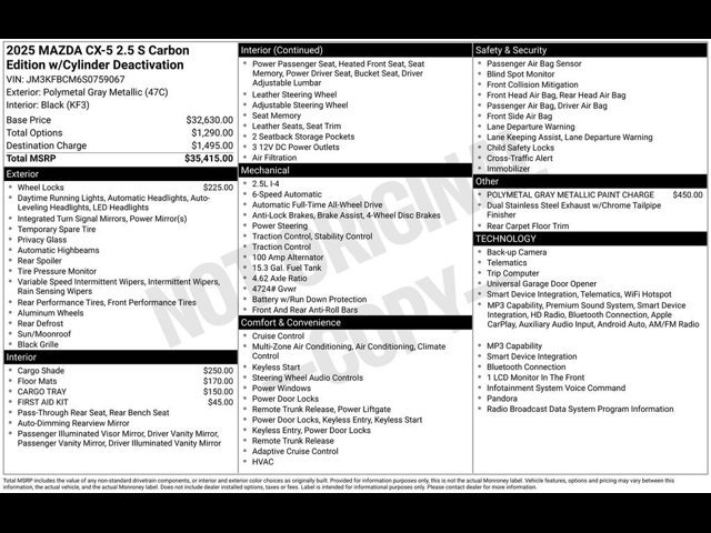 Certified Used 2025 Gray Mazda 2.5 S Carbon Edition image 33