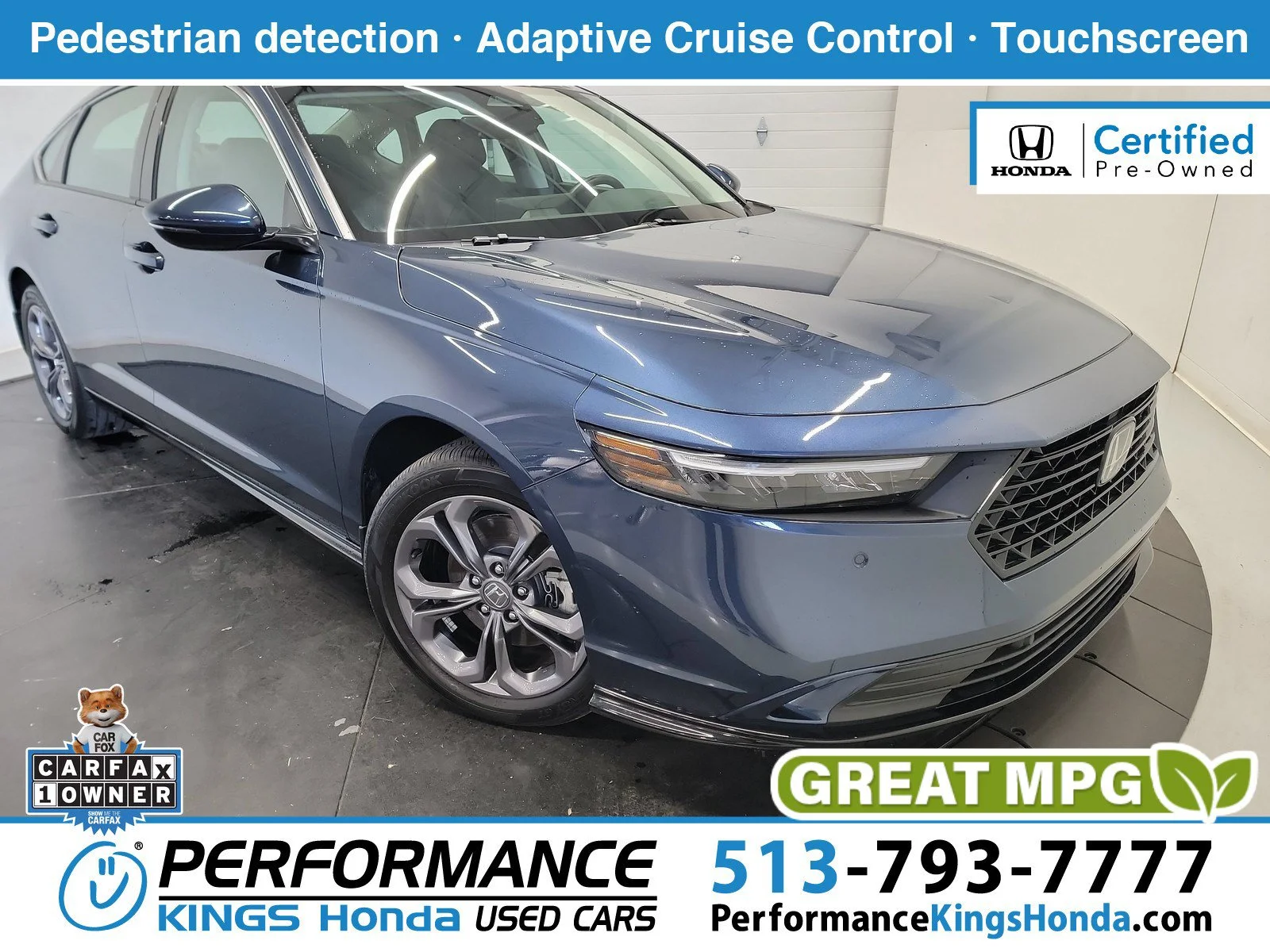 Certified Used 2024 Canyon River Blue Metallic Honda EX-L image 1
