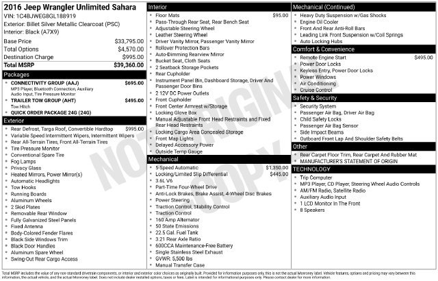 Used 2016 Silver Jeep Unlimited Sahara image 3