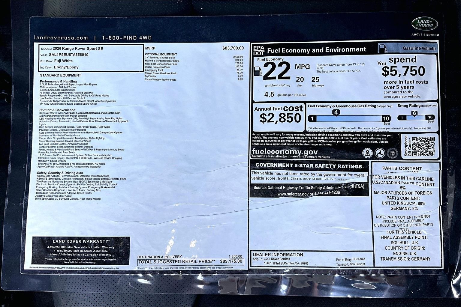 New 2026 Fuji White Land Rover SE image 14