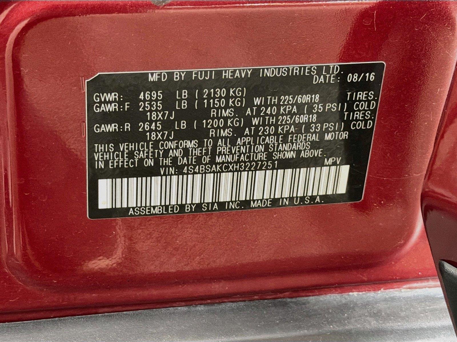 Used 2017 Venetian Red Pearl Subaru Limited image 39