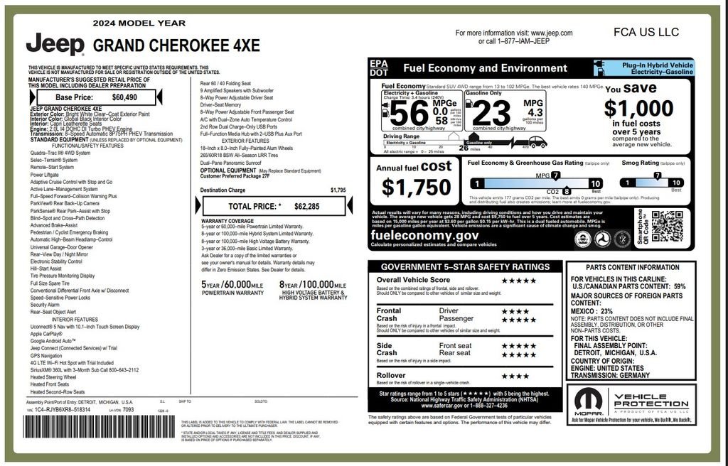 Used 2024 Bright White Clearcoat Jeep 4xe image 3