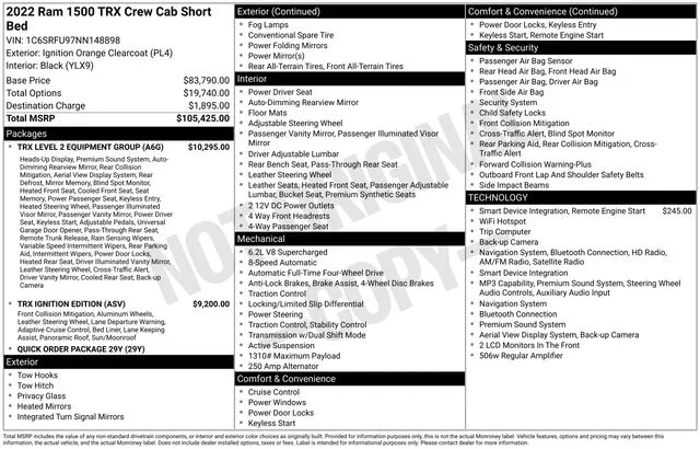 Certified Used 2022 Ignition Orange Clearcoat Ram TRX image 40