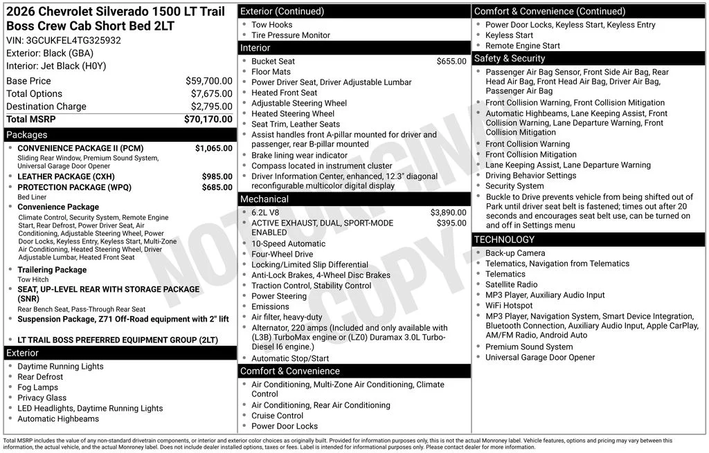 New 2026 Black Chevrolet LT Trail Boss image 5