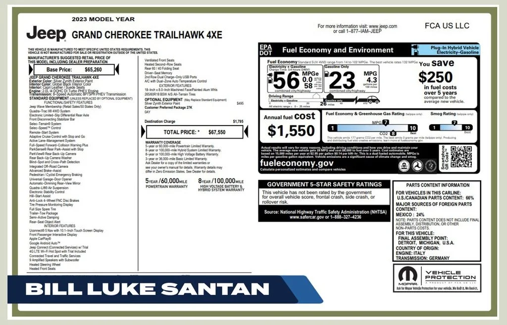 Used 2023 Silver Jeep Trailhawk 4xe image 1