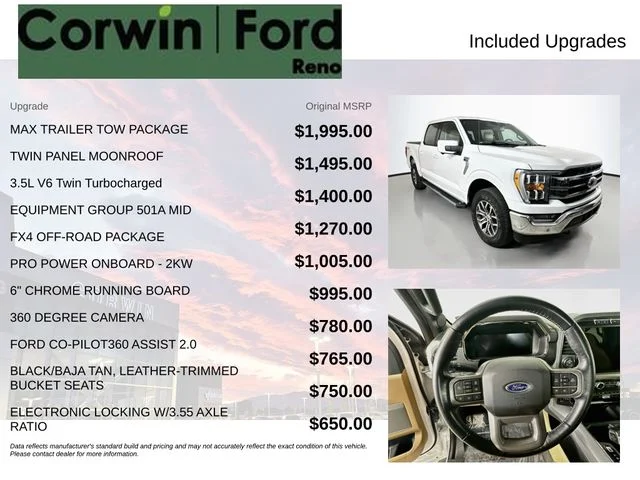 Used 2021 Oxford White Ford Lariat image 3