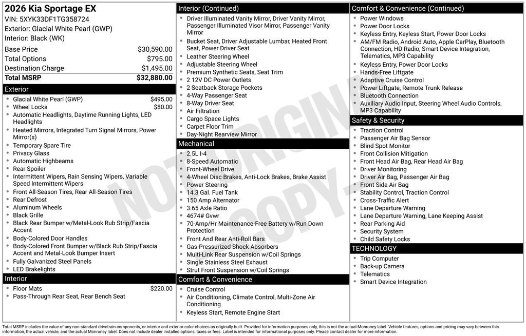 New 2026 Glacial White Pearl Kia EX image 31