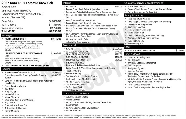 New 2027 Bright White Clear-Coat Exterior Paint RAM Laramie image 4