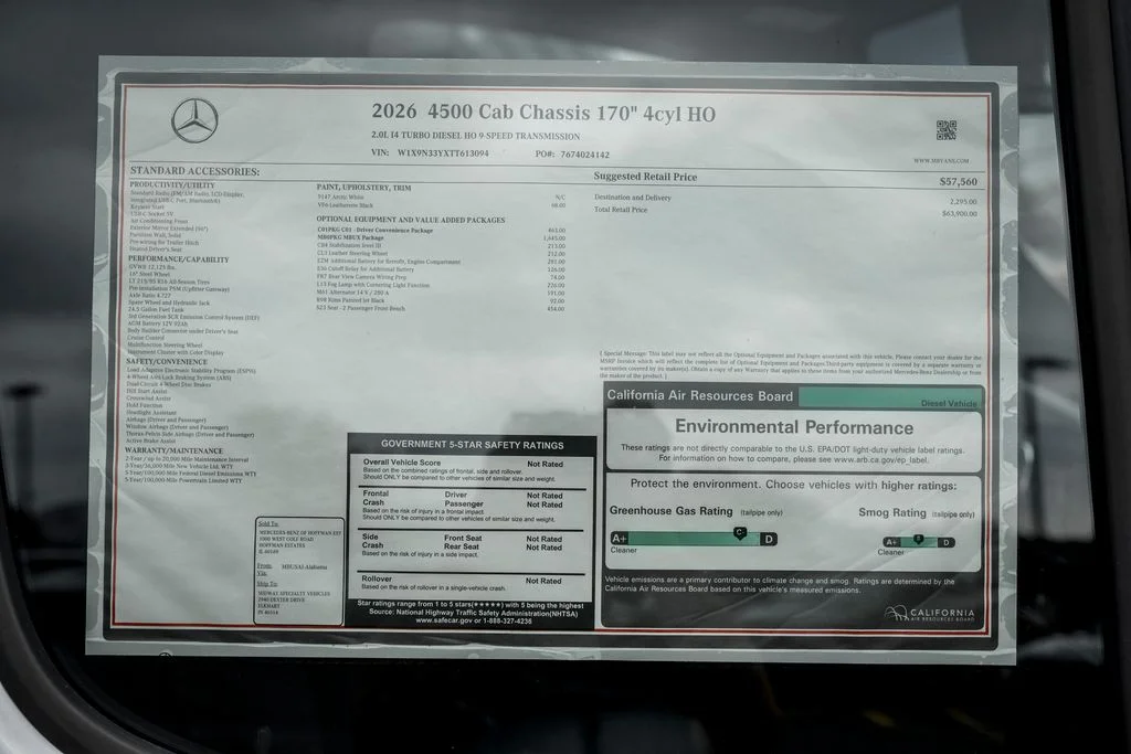 New 2026 Arctic White Mercedes-Benz Cab Chassis 170 WB image 22