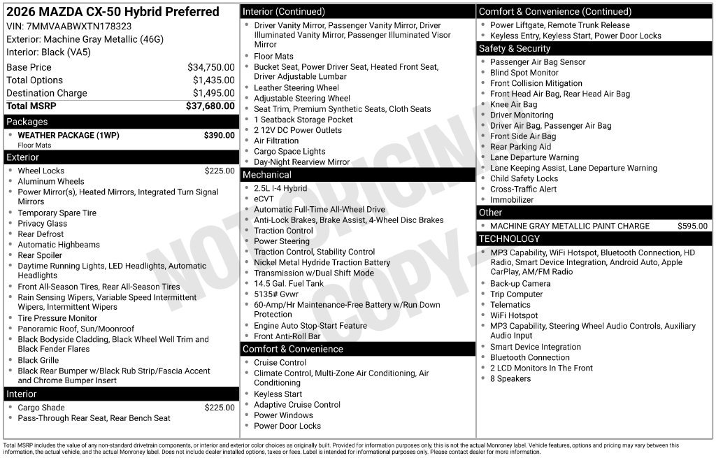 New 2026 Machine Gray Metallic Mazda Preferred AWD image 3