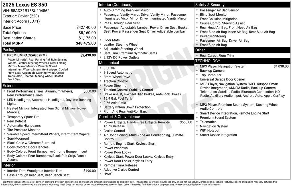 Used 2025 Black Lexus 350 image 45