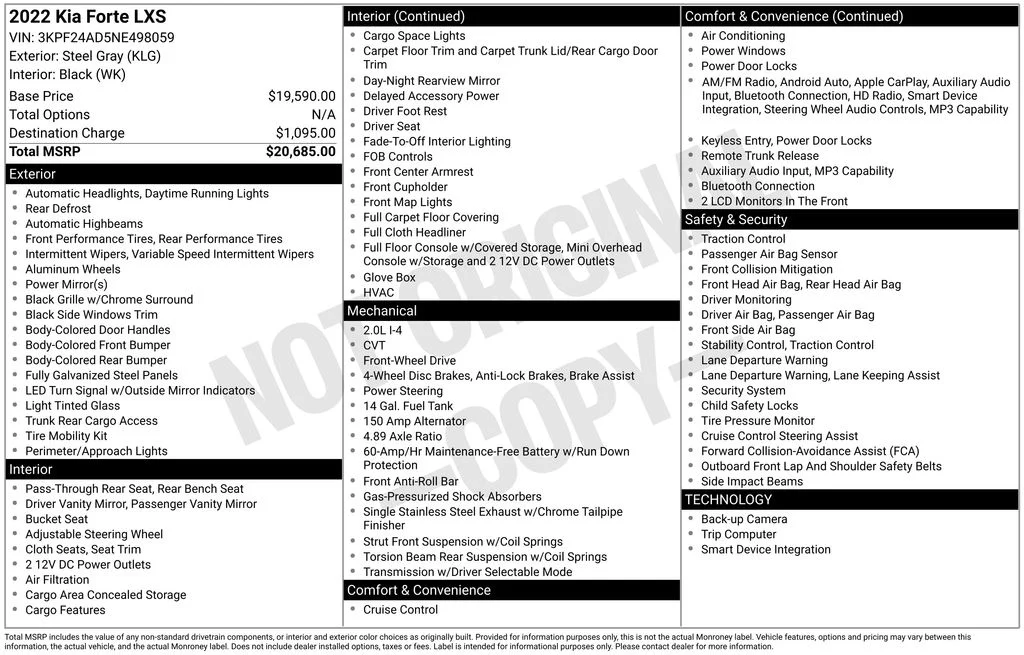 Used 2022 Gray Kia LXS image 3