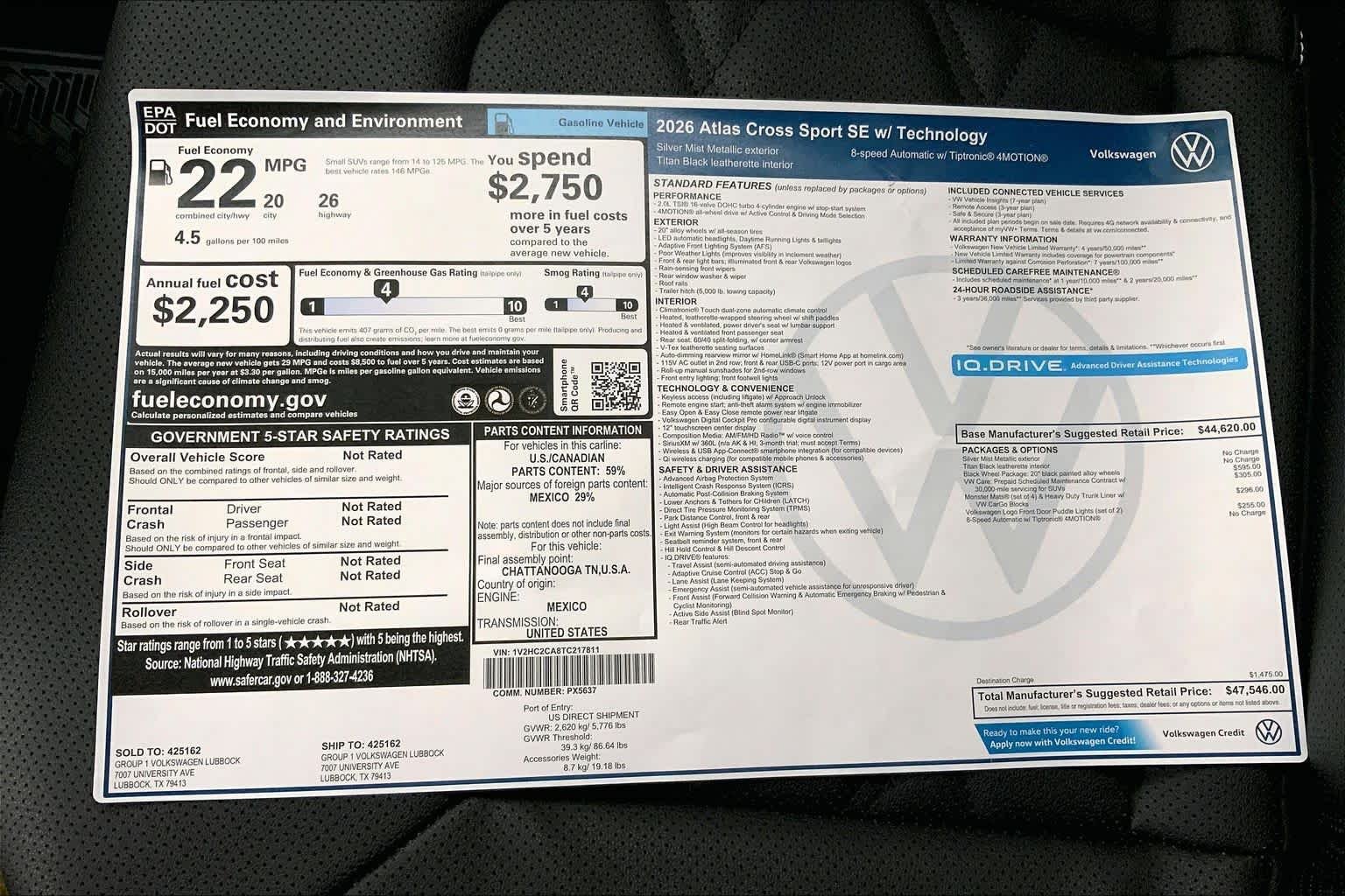 New 2026 Silver Mist Metallic Volkswagen 2.0T SE w/Technology image 22