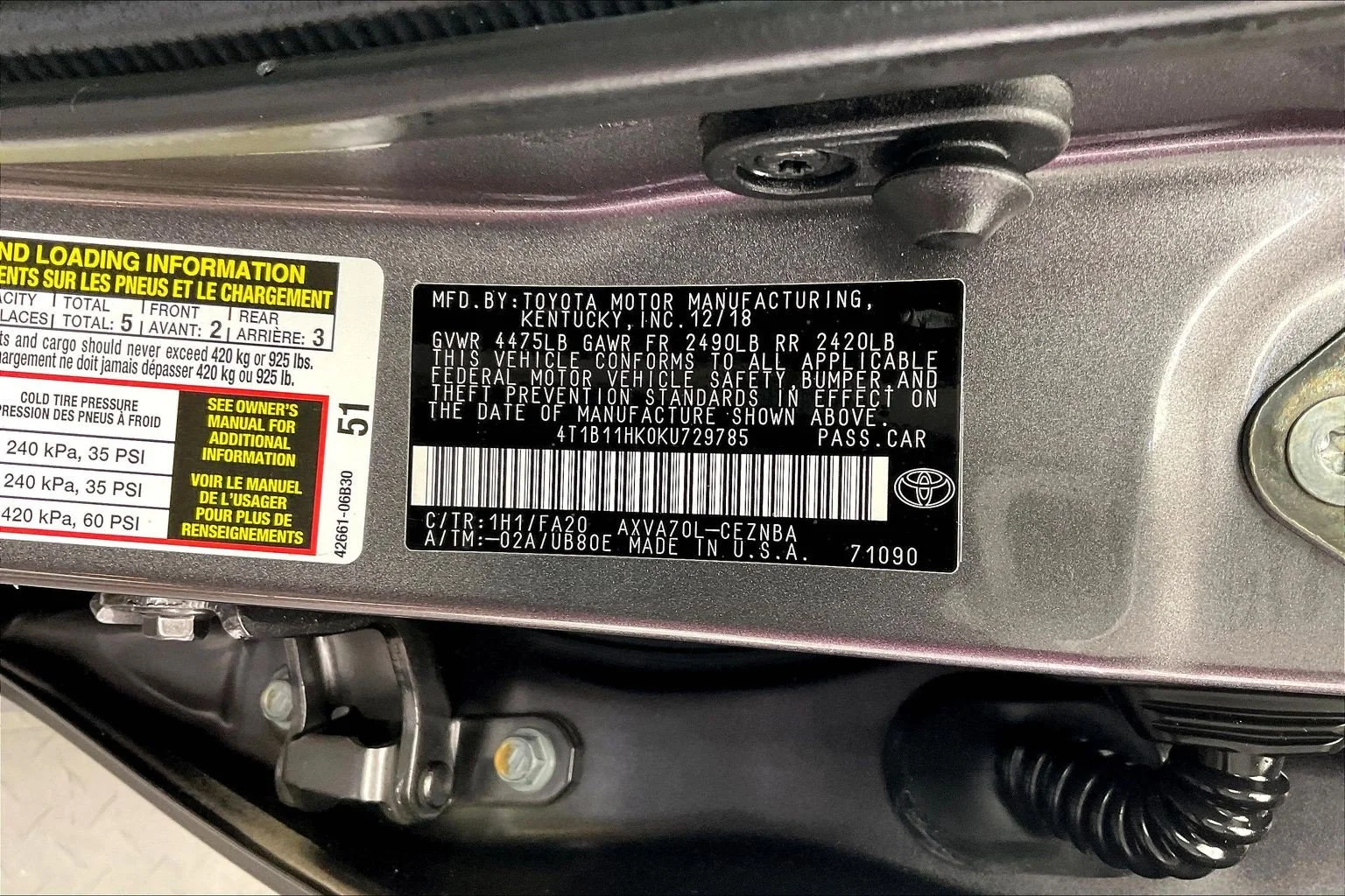 Used 2019 Predawn Gray Mica Toyota LE image 29