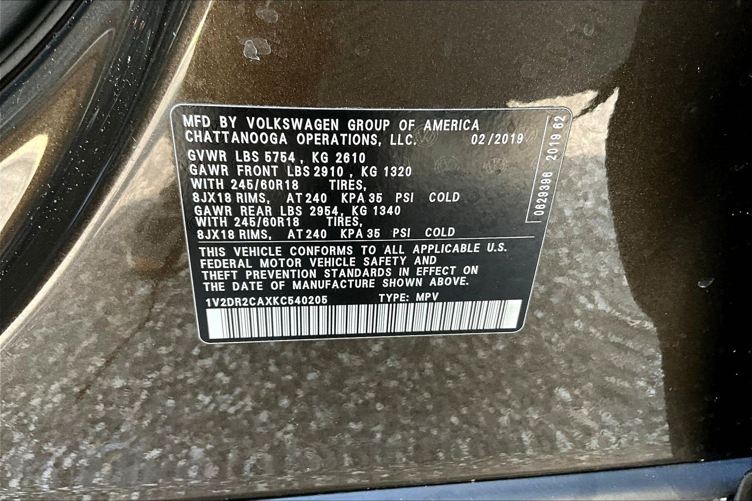 Used 2019 Brown Volkswagen 3.6L V6 SE image 16