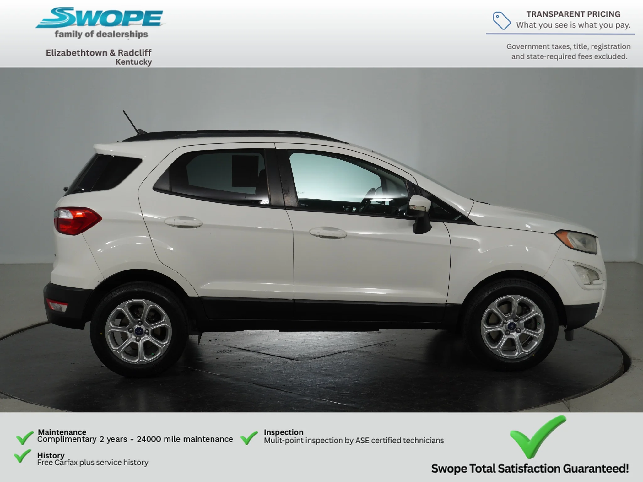 Used 2018 Ford Ecosport SE with VIN MAJ3P1TE5JC165537 for sale in Elizabethtown, KY