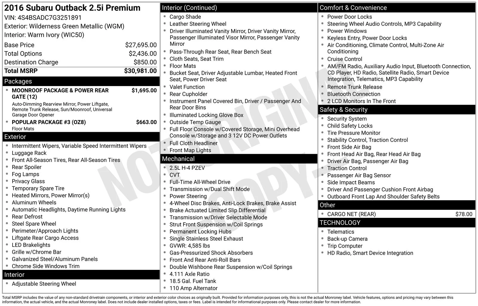 Used 2016 Wilderness Green Metallic Subaru 2.5i Premium image 39
