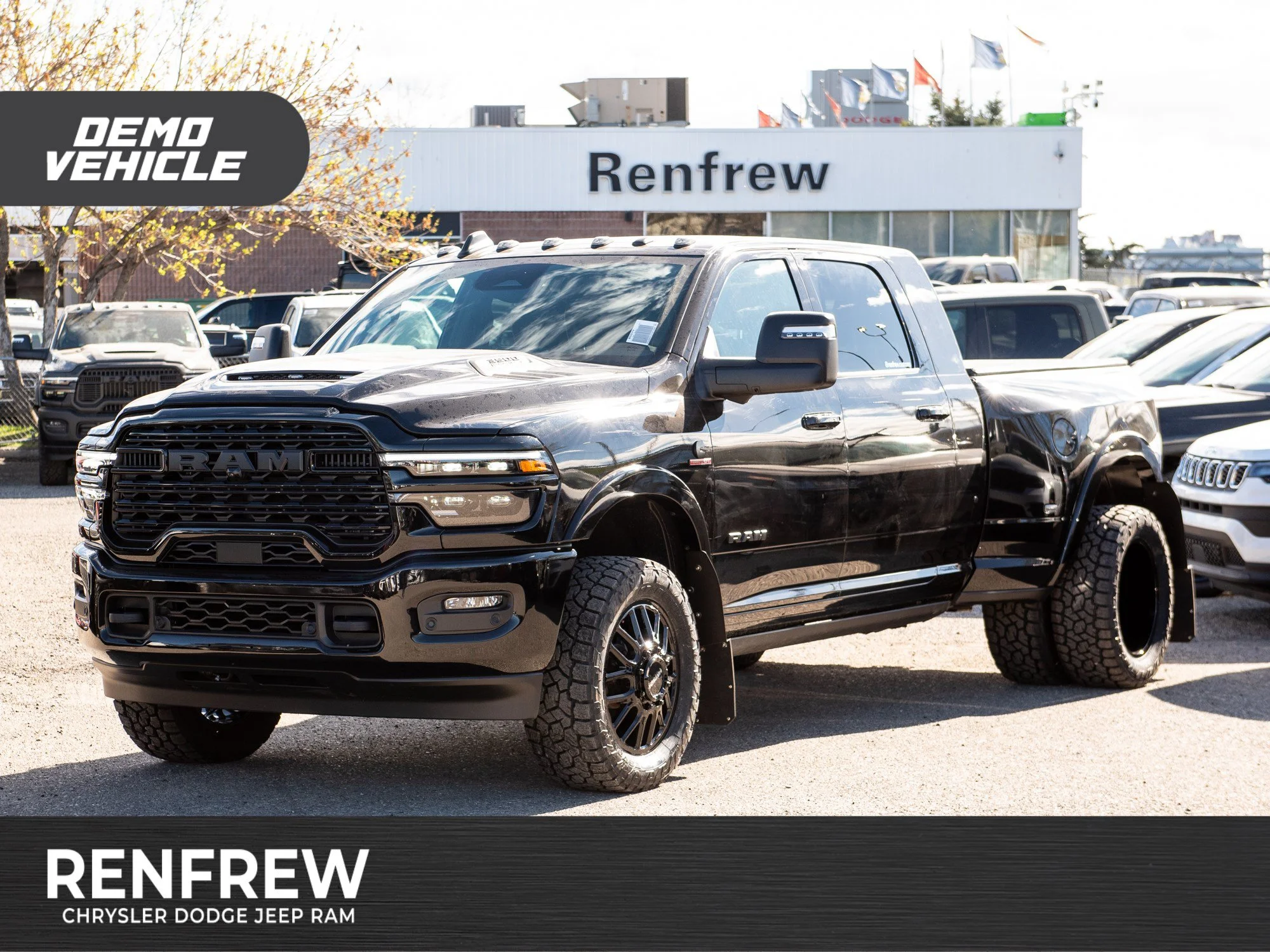 Used 2026 Black RAM Limited* Mega Cab Dually, 20 Inch Mayhem Wheels, 33 Inch Tires, Trigger Industries Mudflaps image 1