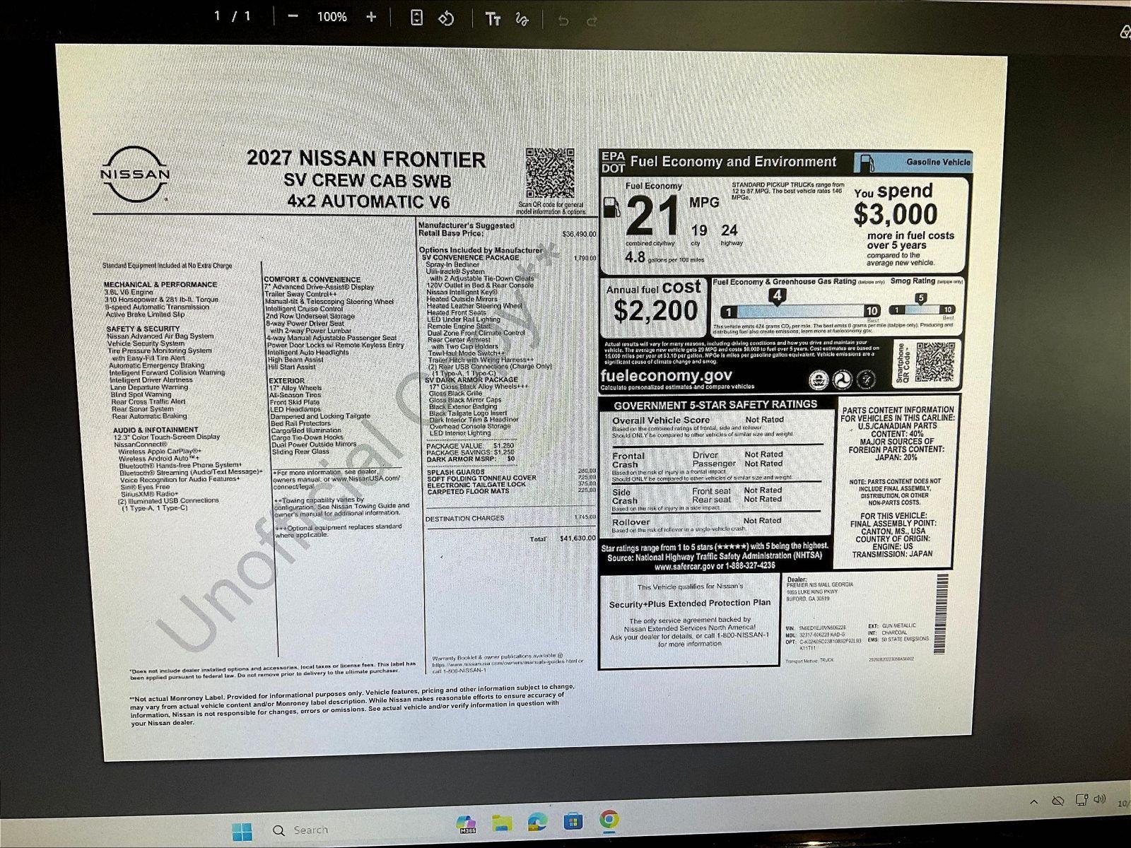 New 2027 Gray Nissan SV image 13