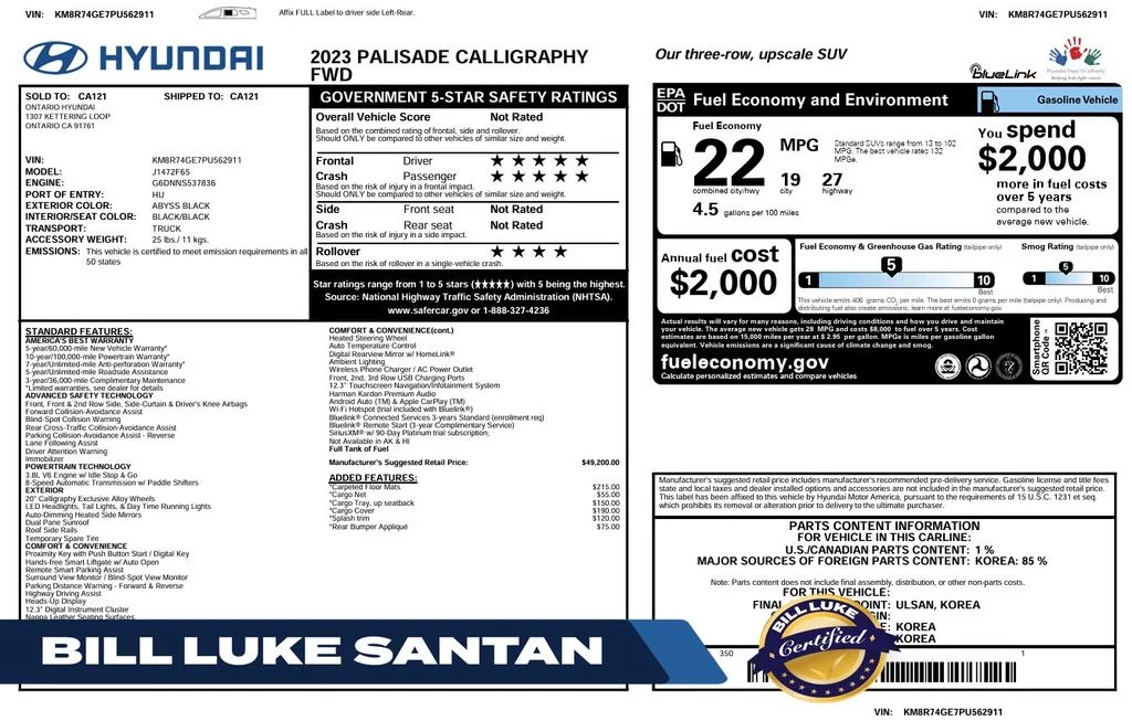 Certified Used 2023 Black Hyundai Calligraphy image 1