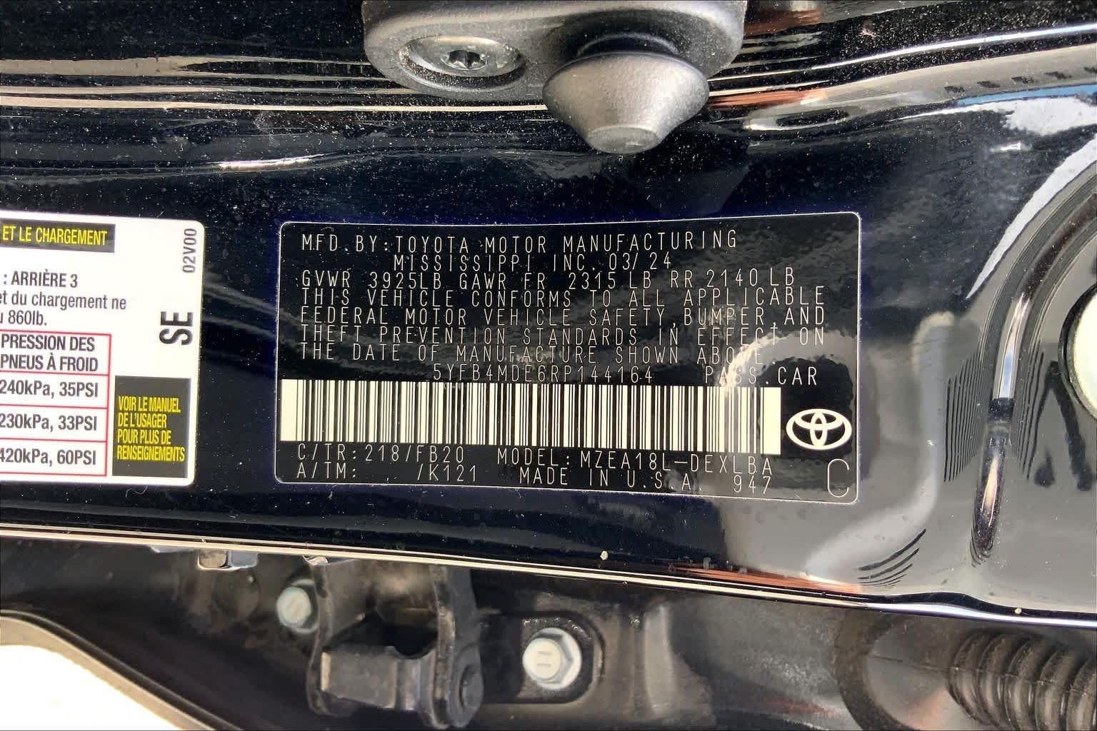 Used 2024 Midnight Black Metallic Toyota LE image 36