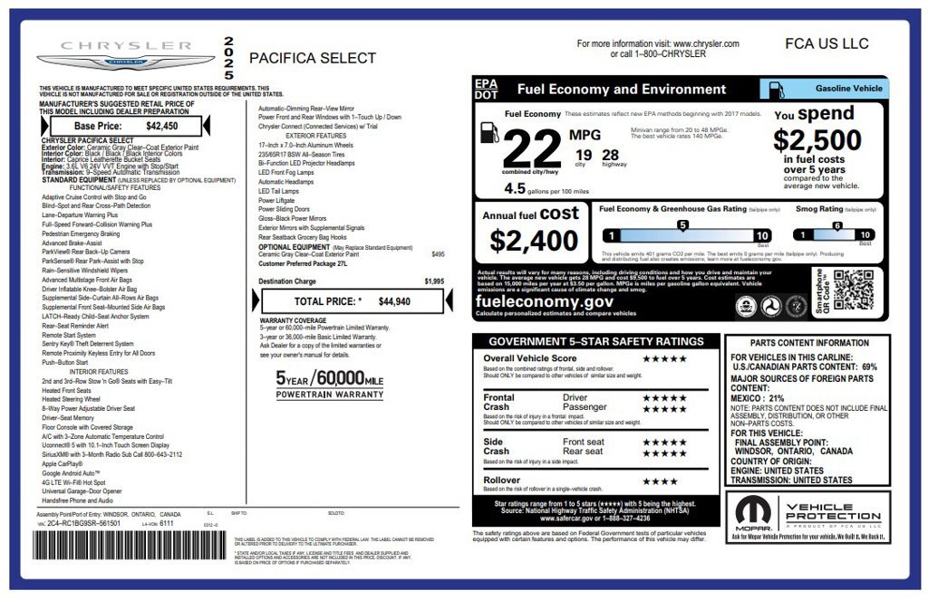 Certified Used 2025 White Chrysler Select image 4