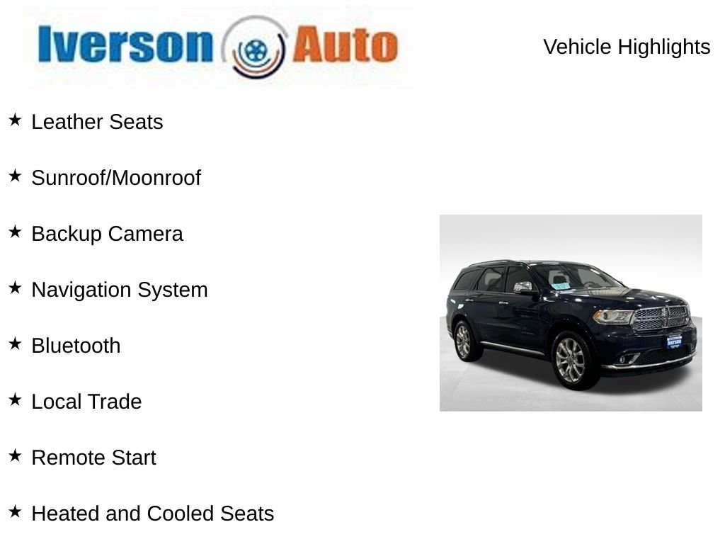 Used 2017 Dodge Durango Citadel with VIN 1C4RDJEG5HC611983 for sale in Huron, SD