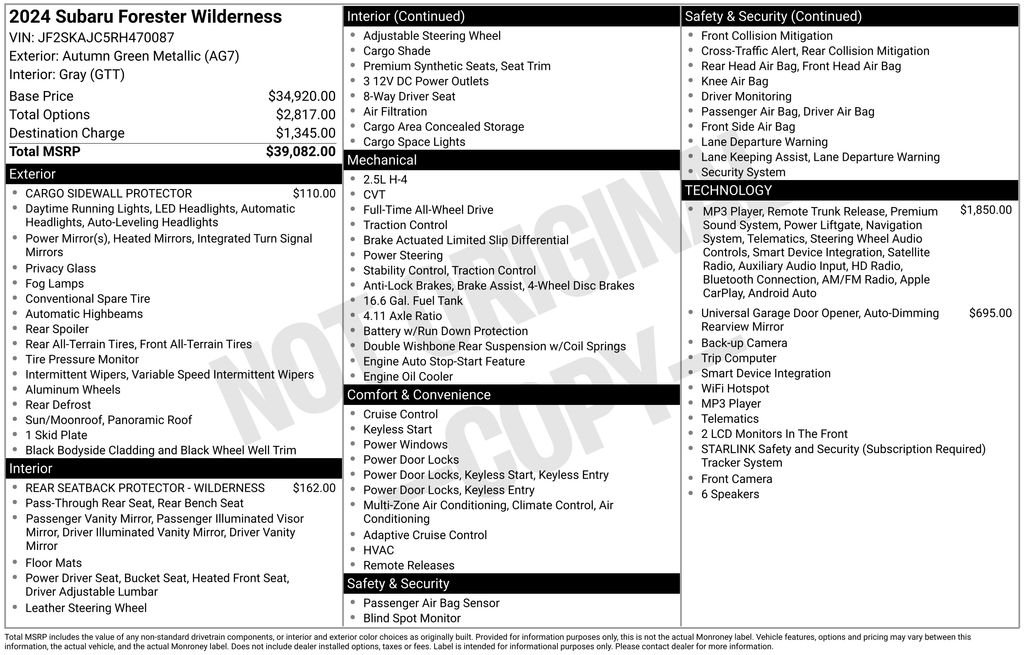 Used 2024 Brown Subaru Wilderness image 1