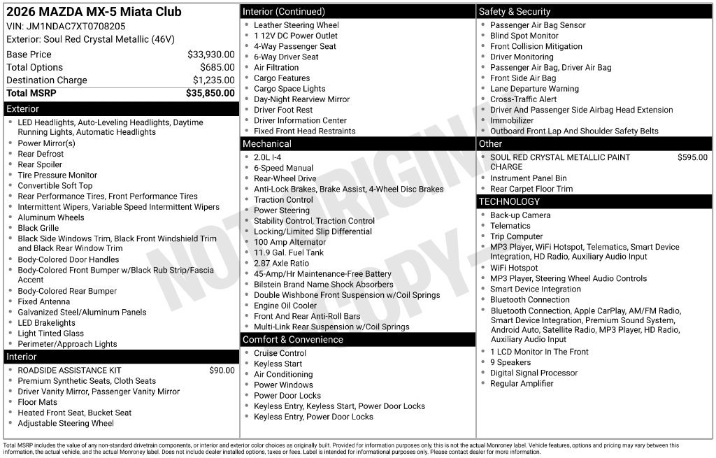 New 2026 Soul Red Crystal Metallic Mazda Club image 3