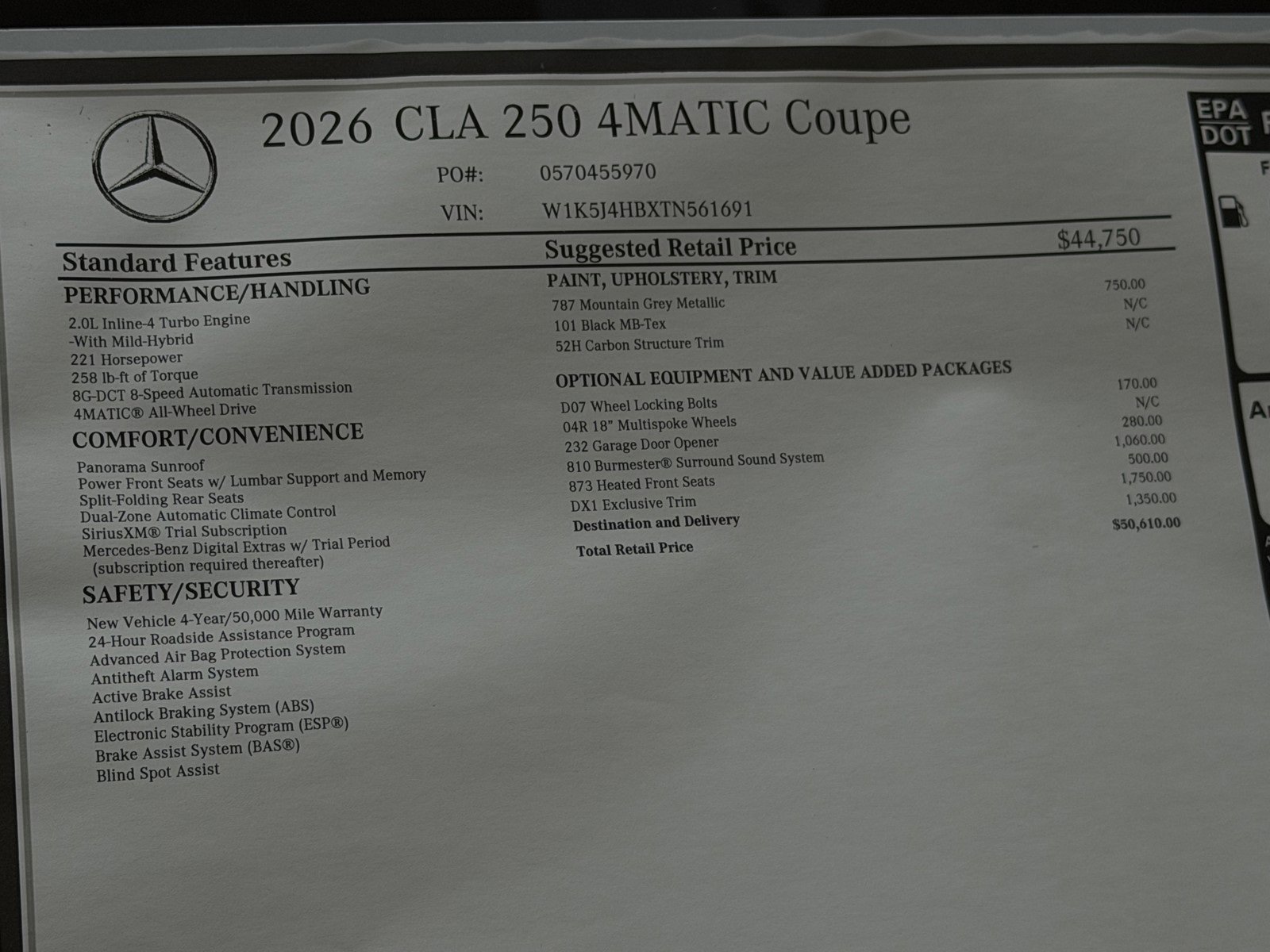 New 2026 Mountain Grey Metallic Mercedes-Benz CLA 250 image 40