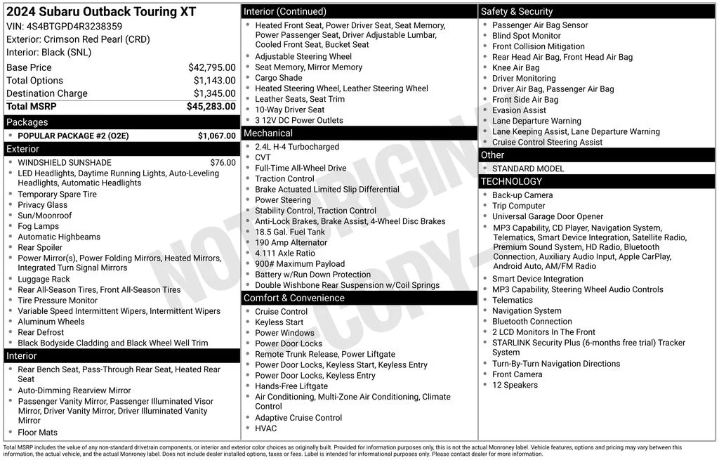 Certified Used 2024 Red Subaru Touring XT image 45