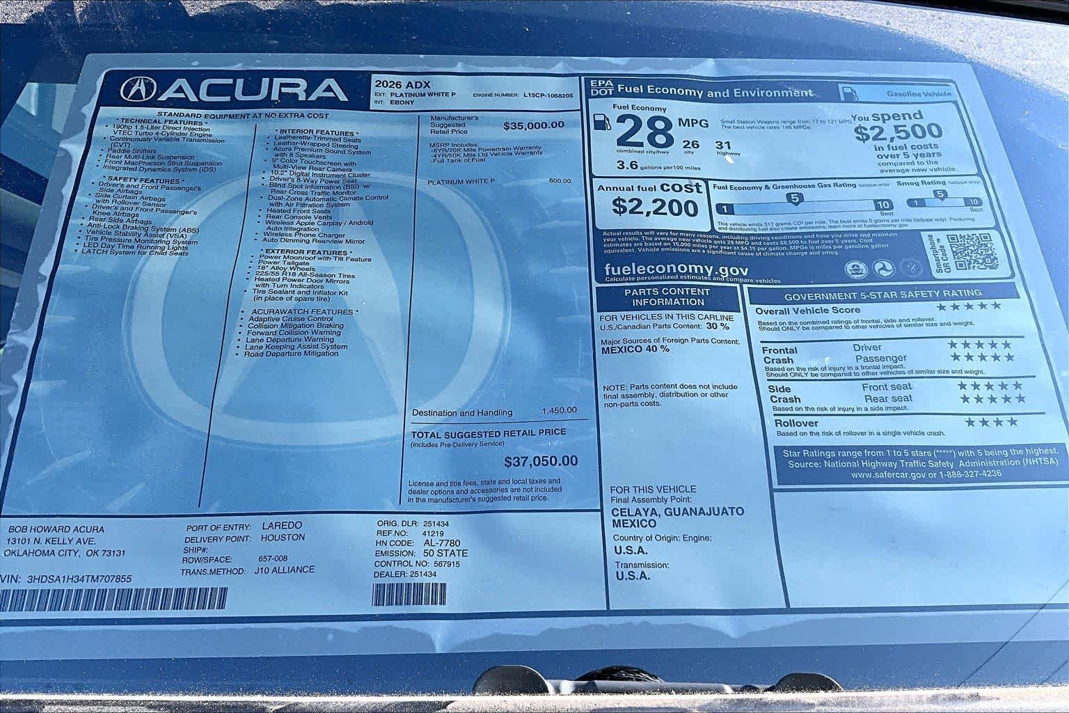 New 2026 Platinum White Pearl Acura  image 21