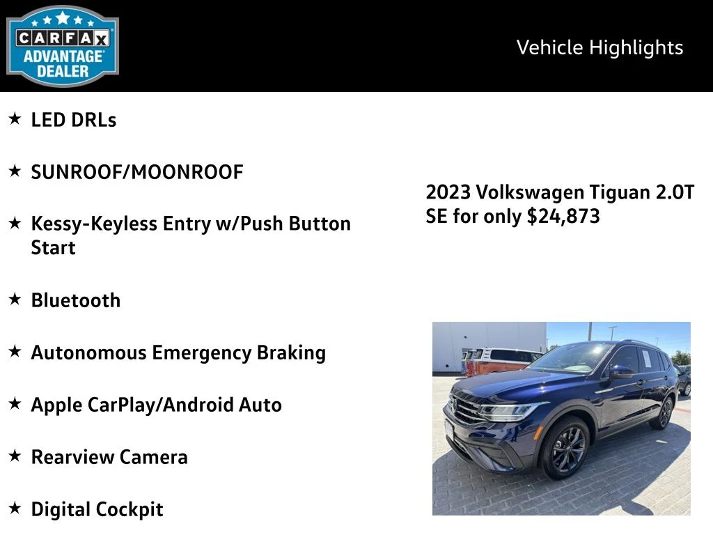 Certified Used 2023 Blue Volkswagen 2.0T SE image 4