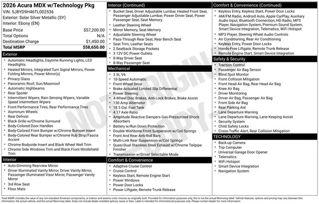 Certified Used 2026 Solar Silver Metallic Acura with Technology Package image 30