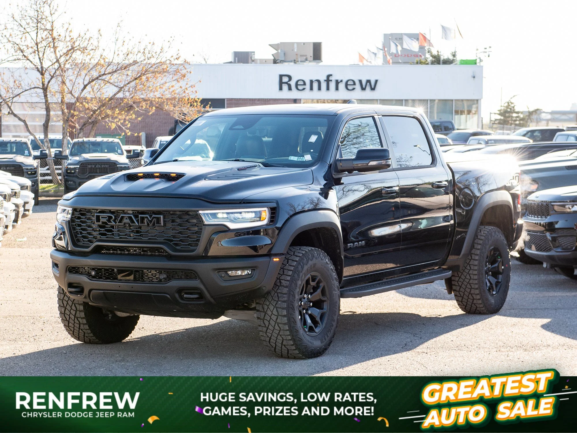 New 2026 Black RAM RHO* Crew Cab 4x4, 540 HORSEPOWER, 35 Inch Tires, Massage Seats image 1