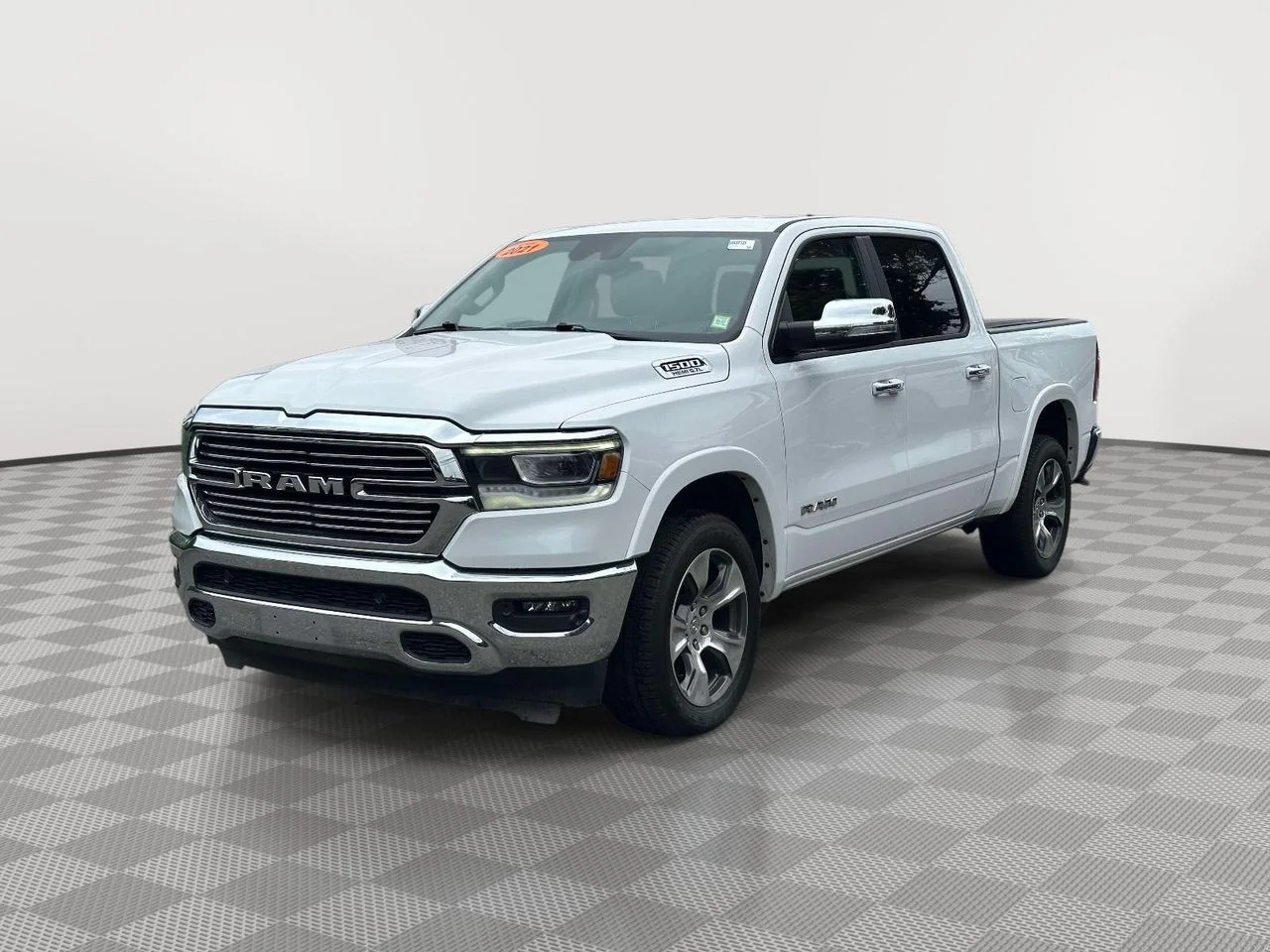 Used 2021 Bright White Clearcoat RAM Laramie Crew Cab 4x4 57