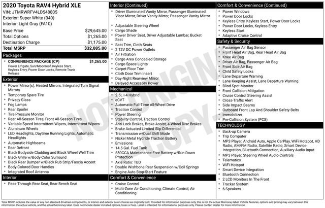 Used 2020 White Toyota XLE image 3