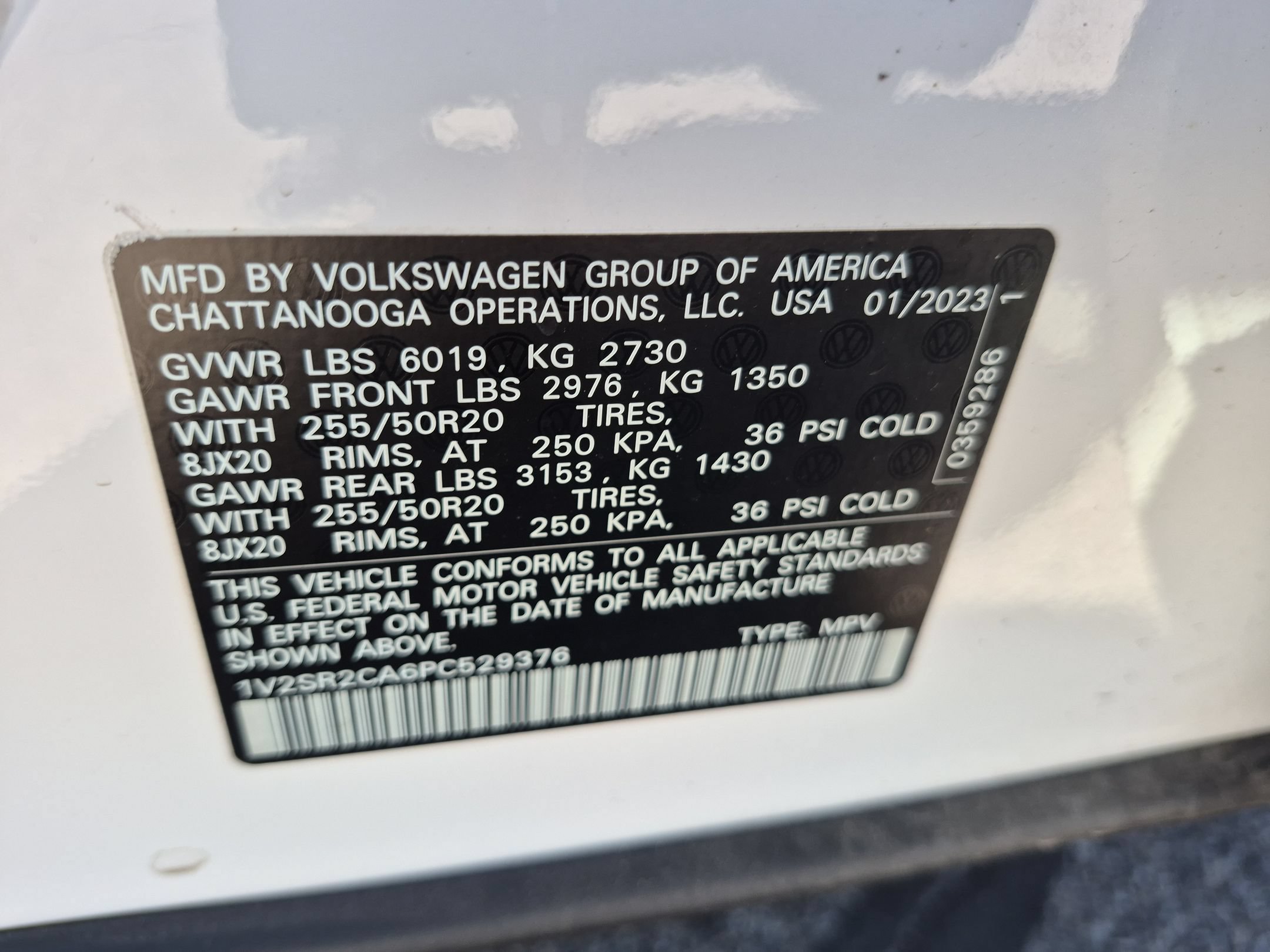Used 2023 Opal White Volkswagen 3.6L V6 SEL R-Line Black image 35