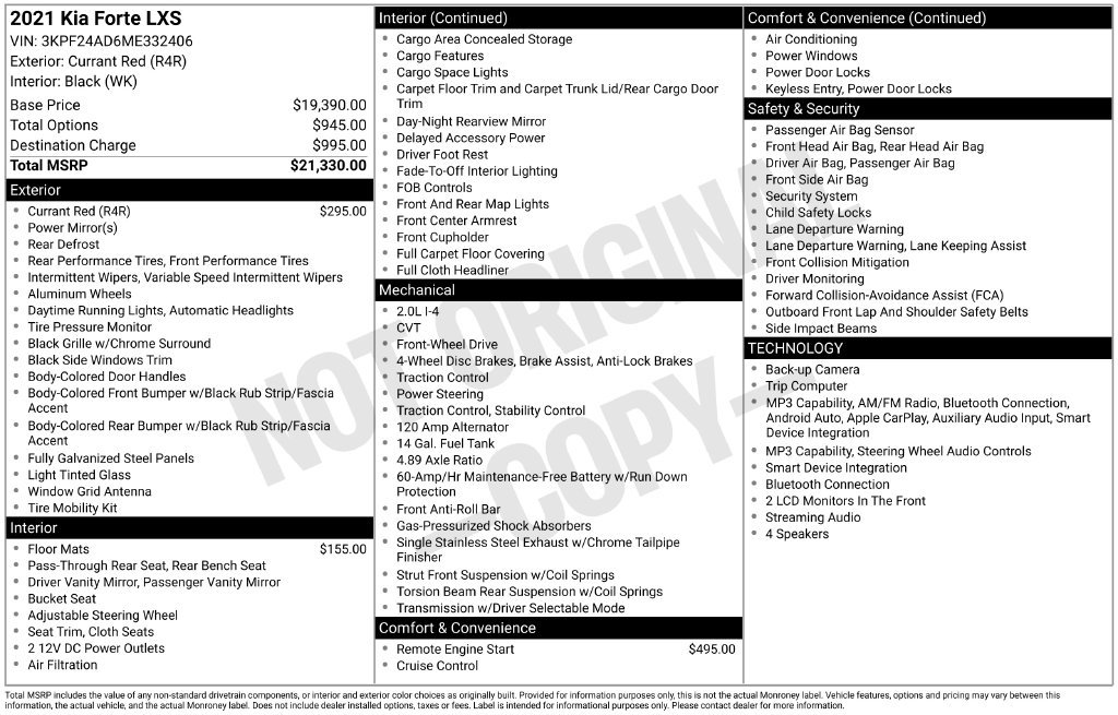 Used 2021 Red Kia LXS image 6