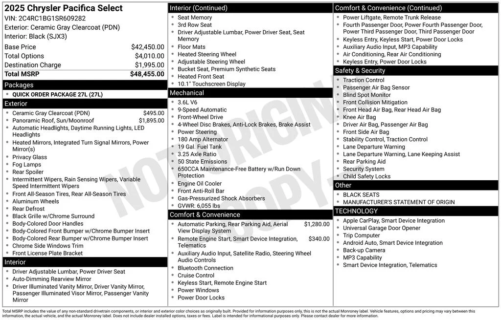 New 2025 Ceramic Gray Clear-Coat Exterior Paint Chrysler Select image 5