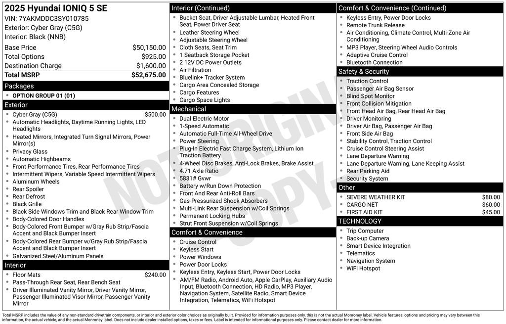Used 2025 Hyundai IONIQ 5 SE with VIN 7YAKMDDC3SY010785 for sale in Highland Park, IL