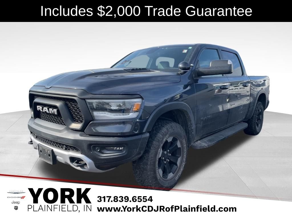 Gray 2019 RAM 1500 Rebel Crew Cab 4WD Pickup Truck Four-Wheel Drive