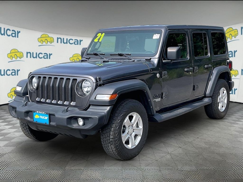 Used 2021 Granite Crystal Metallic Clearcoat Jeep Unlimited Sport S image 3
