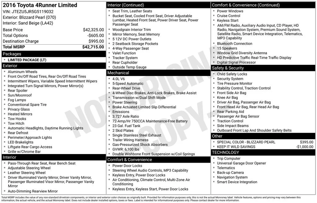 Used 2016 White Toyota Limited image 41