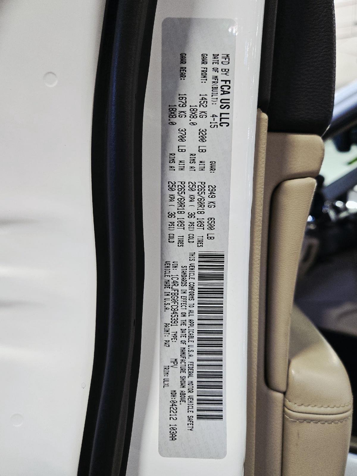 Used 2015 Bright White Clearcoat Jeep Limited image 66